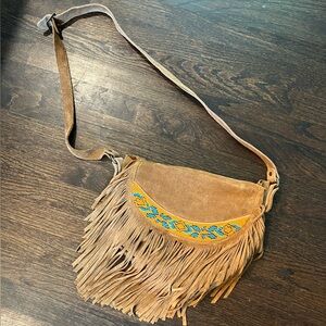 Stunning leather Zara fringe bag with beading